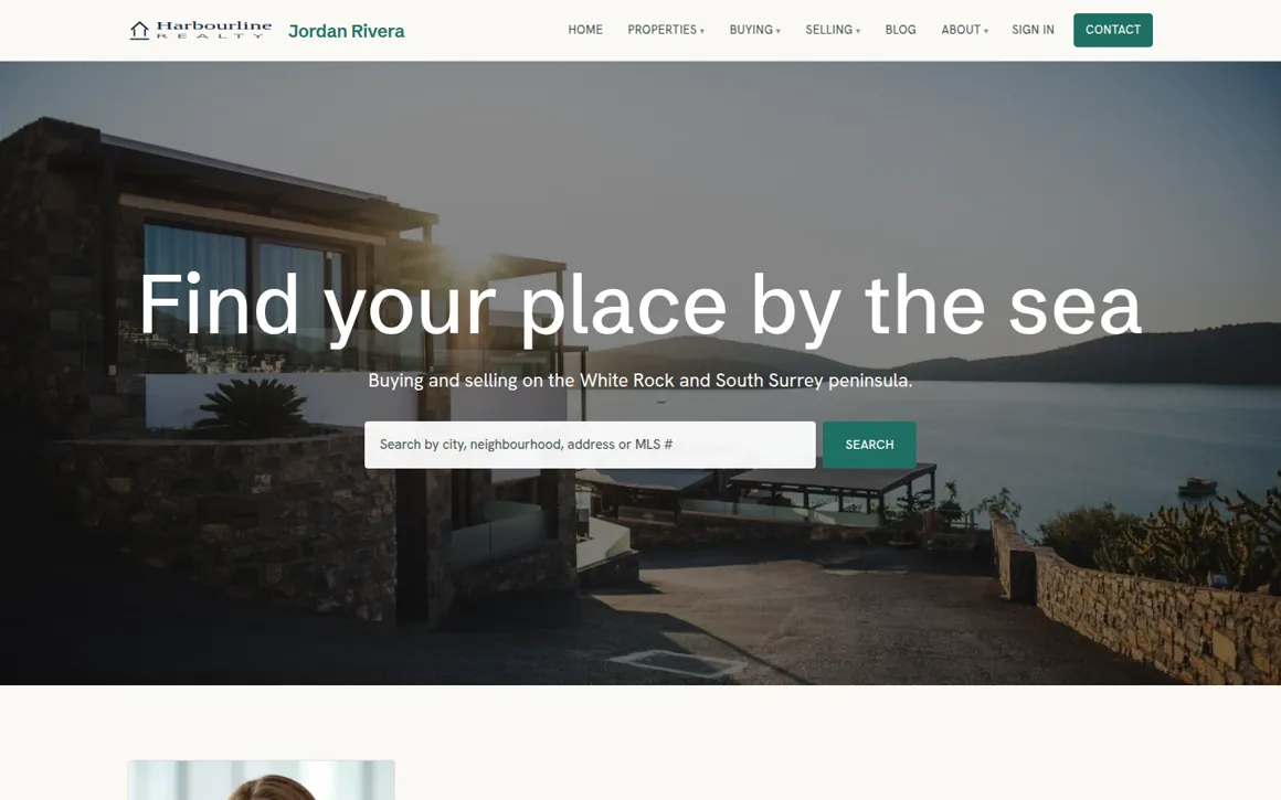 A live BrokerPilot agent website: hero search, listings and lead capture
